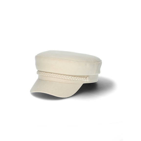 Time and Tru Women's Cabbie Hat with Braided Trim, Ivory