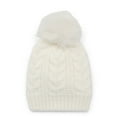 thumbnail image 1 of Time and Tru Women's Cable Pom Beanie, One Size Fits Most, Winter White, 1 of 4