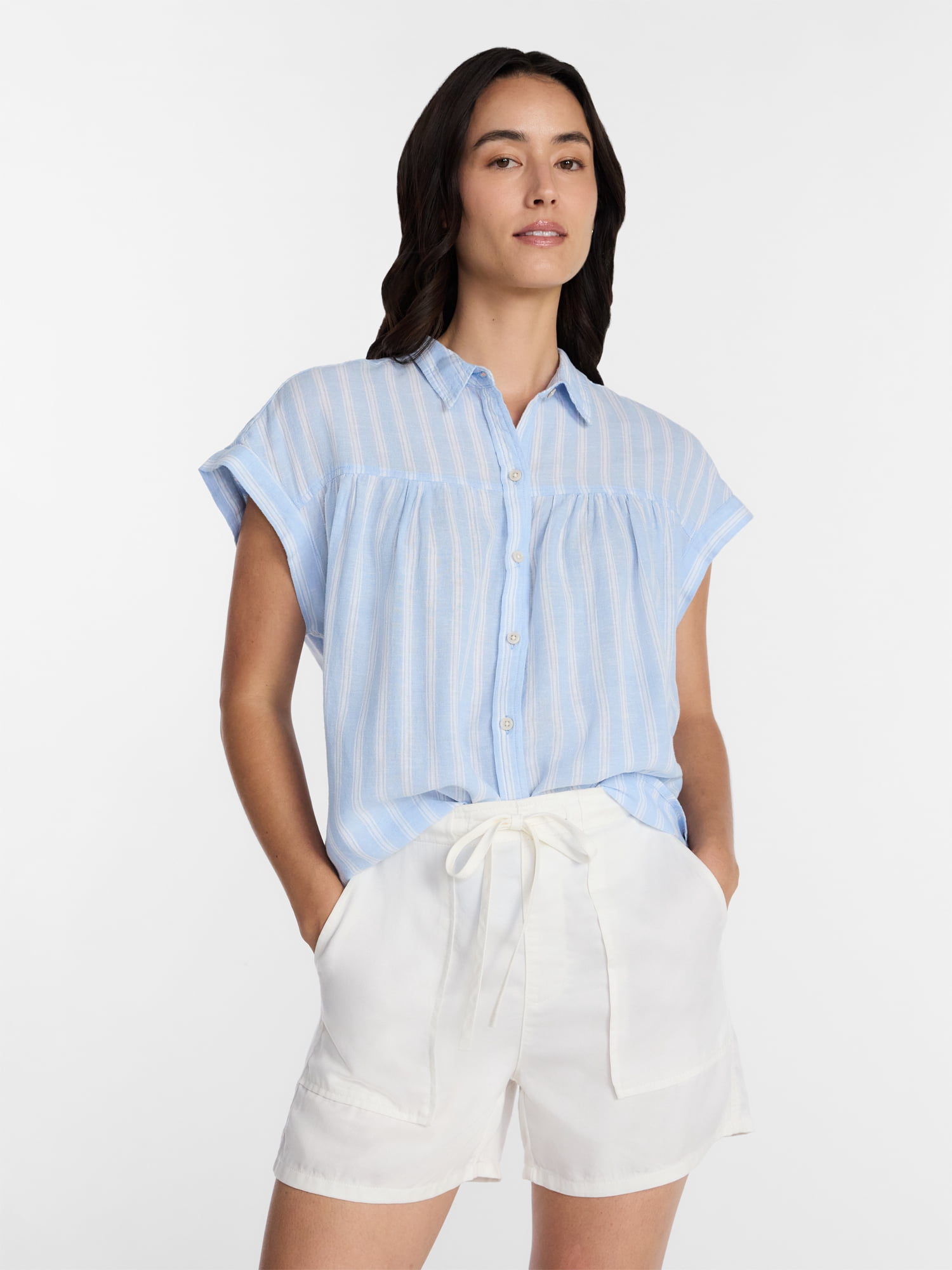 Time and Tru Women's Camp Shirt, Sizes XS-XXXL