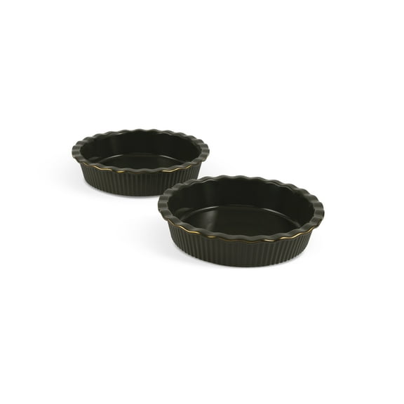 Thyme & Table 2 Pack 9 Inch Ceramic Pie Dish - Moss Green