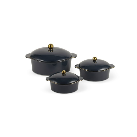 Thyme & Table 3-Piece Ceramic Casserole Set – Atlantic Blue