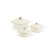 Thyme & Table 3-Piece Ceramic Casserole Set, Cream