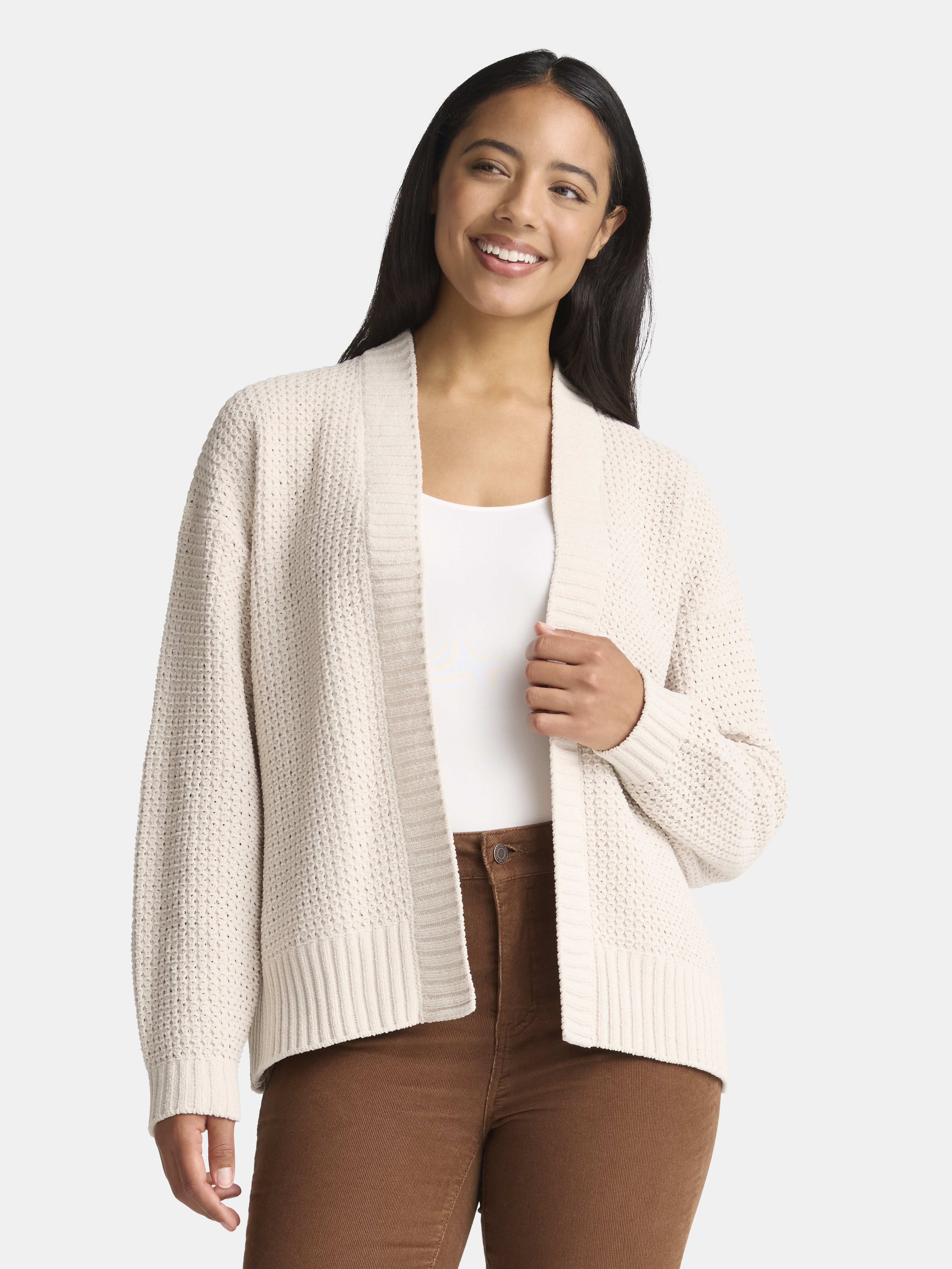 Time and Tru Mixed Stitch Cardigan Sweater - Knit - Walmart.com