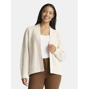 TIME AND TRU Women's Chenille Cardigan Sweater, Midweight, Sizes XS-XXXL