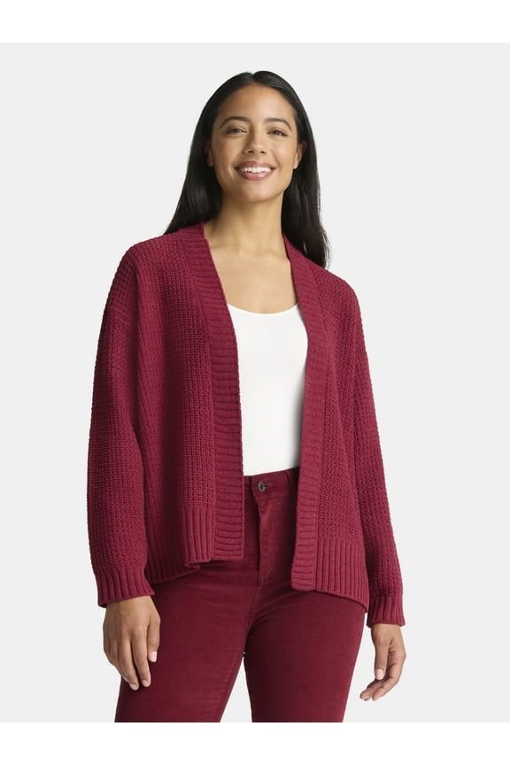 Women's Chenille Cardigan Sweater, Midweight, Sizes XS-XXXL