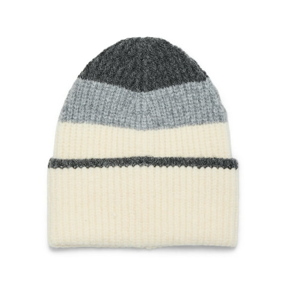 Time and Tru Women's Colorblock Beanie, One Size, White/Grey