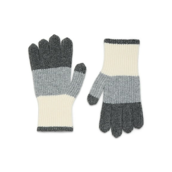 Time and Tru Women's Colorblock Gloves, One Size, White/Grey
