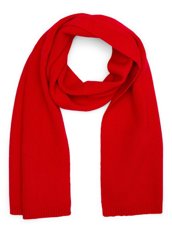 Women's Knit Scarf with Ribbed Trim, Brilliant Red
