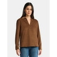 thumbnail image 1 of Time and Tru Women's Cotton Corduroy Popover Shirt with Long Sleeves, Sizes XS-XXXL, 1 of 4