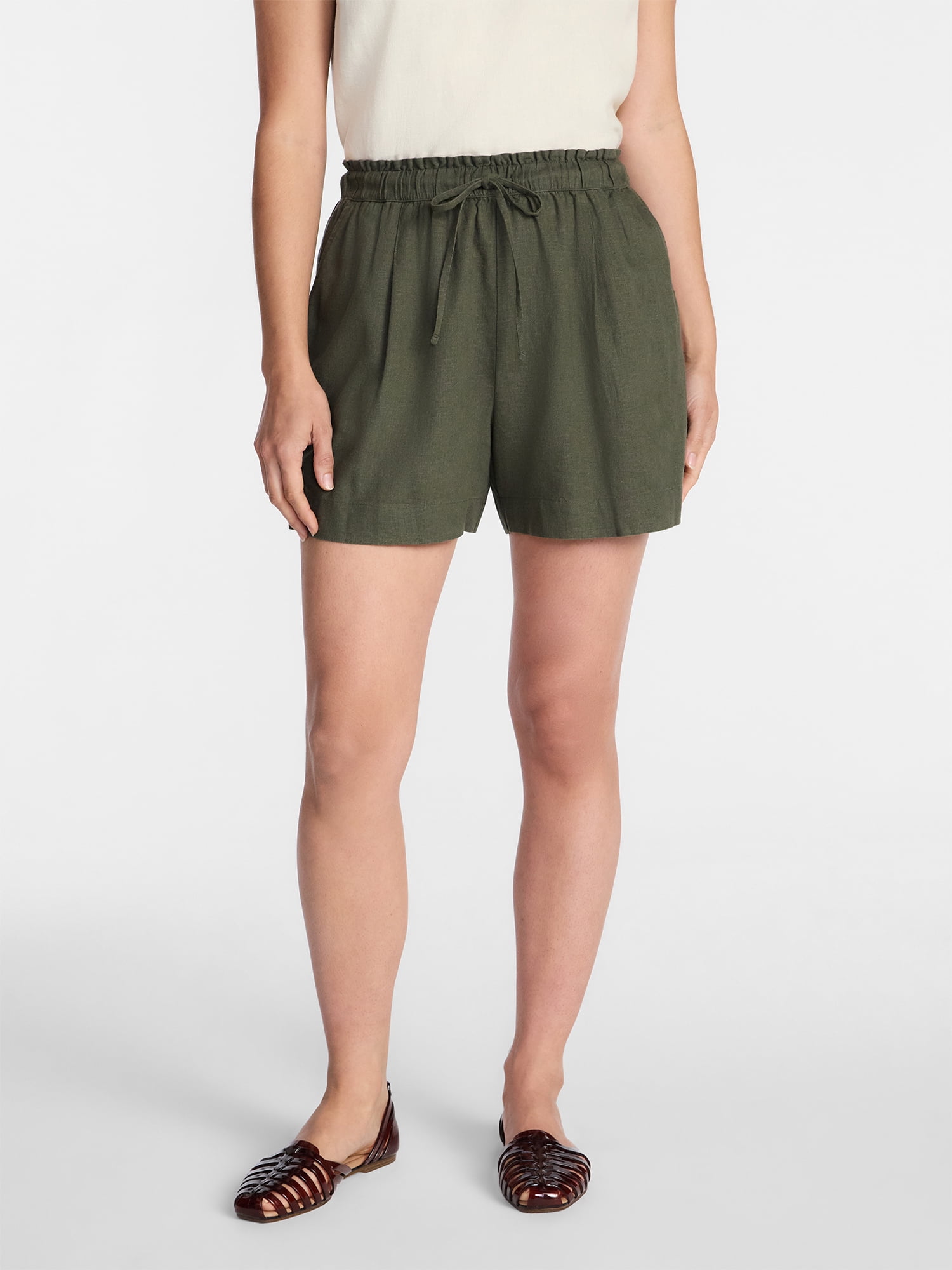 Time and Tru Women's Linen Blend Shorts, Sizes XS-XXXL