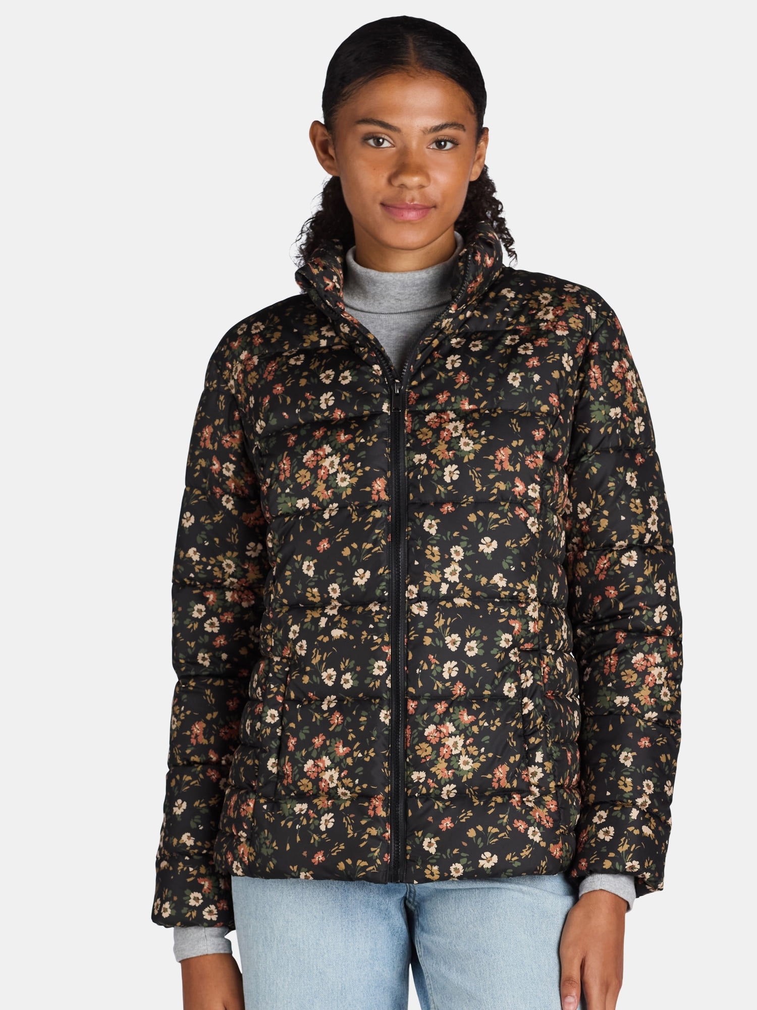 Time and Tru Women's and Women's Plus Puffer Jacket, Sizes