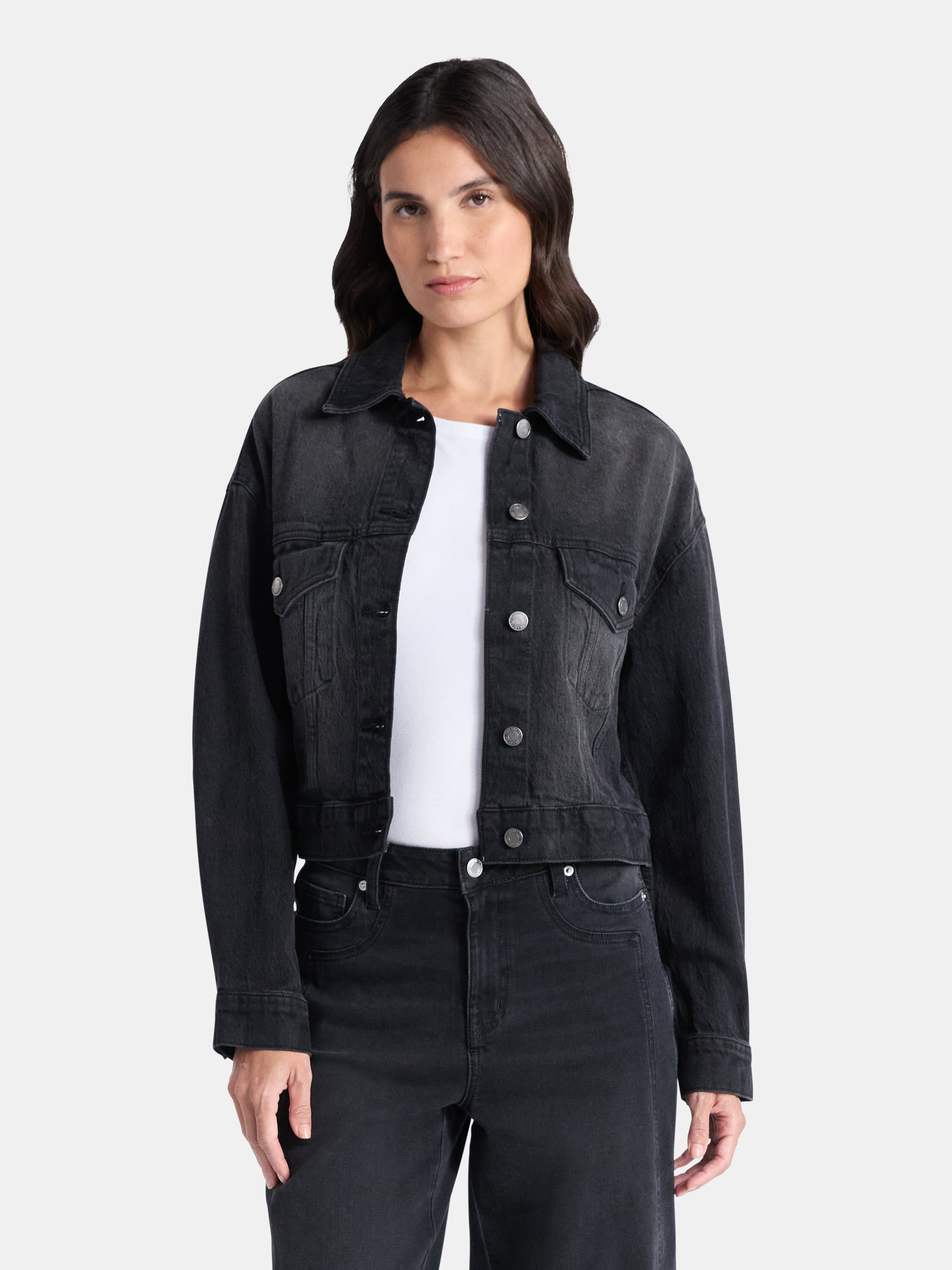 Time and Tru Women’s Cropped Denim Jacket, Sizes XS-3XL