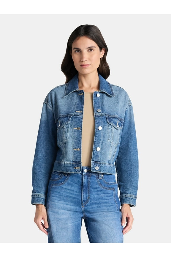 Women’s Cropped Denim Jacket, Sizes XS-3XL