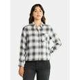 thumbnail image 1 of Time and Tru Women's Cropped Flannel Shirt with Long Sleeves, Sizes XS-XXXL, 1 of 5