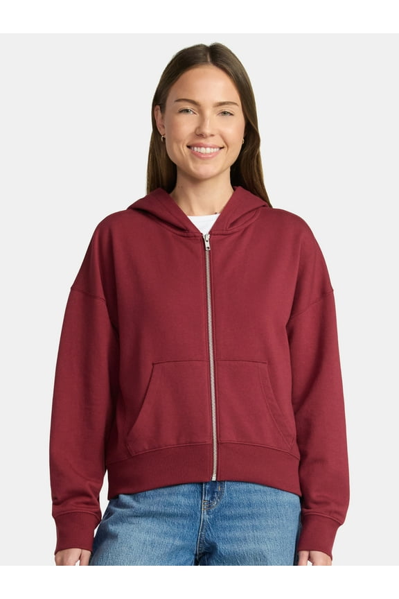 Women's Cropped Zip Up Fleece Hoodie, Sizes XS-XXXL