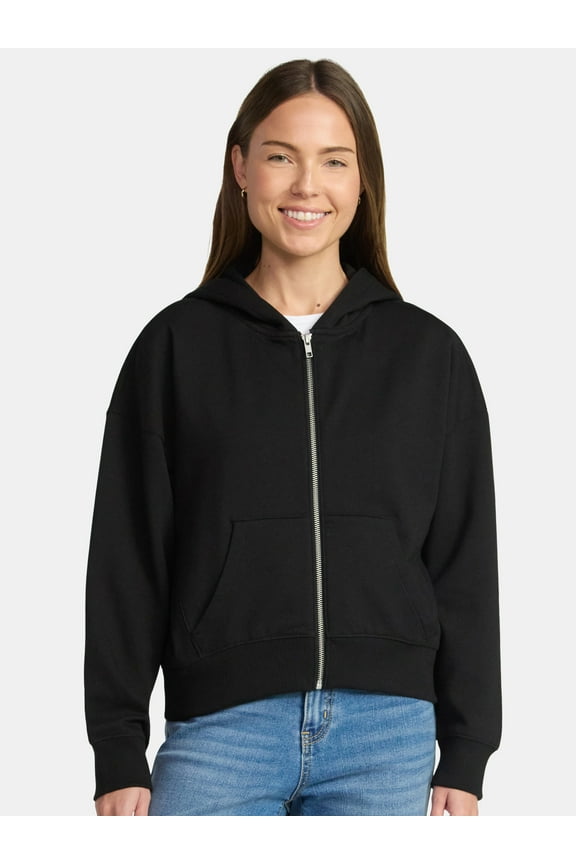 Women's Cropped Zip Up Fleece Hoodie, Sizes XS-XXXL