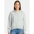 thumbnail image 1 of Time and Tru Women's Cropped Zip Up Fleece Hoodie, Sizes XS-XXXL, 1 of 5