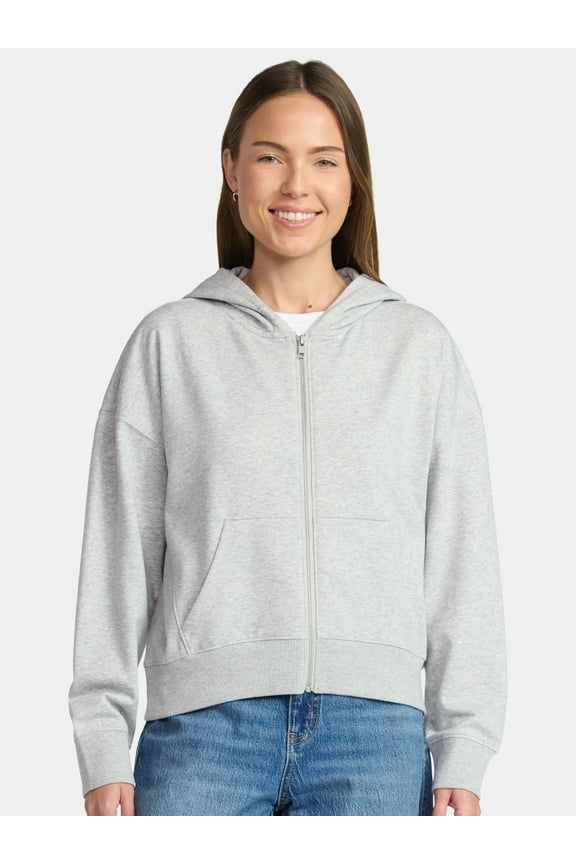 Women's Cropped Zip Up Fleece Hoodie, Sizes XS-XXXL