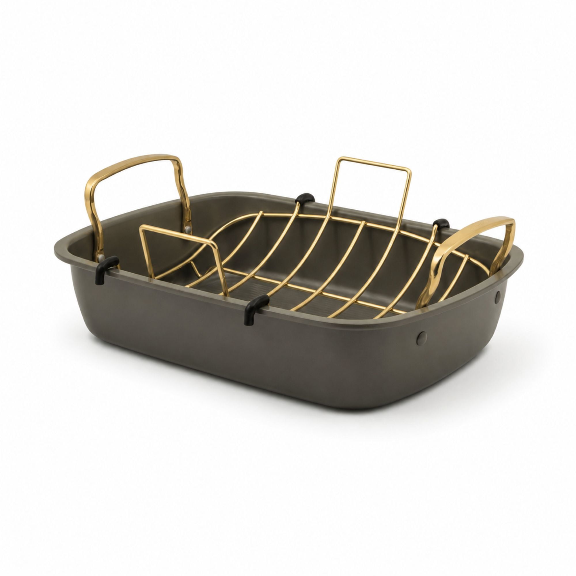 Thyme & Table Moss Green & Champagne 2-Piece Nonstick Roasting Pan and Rack Set