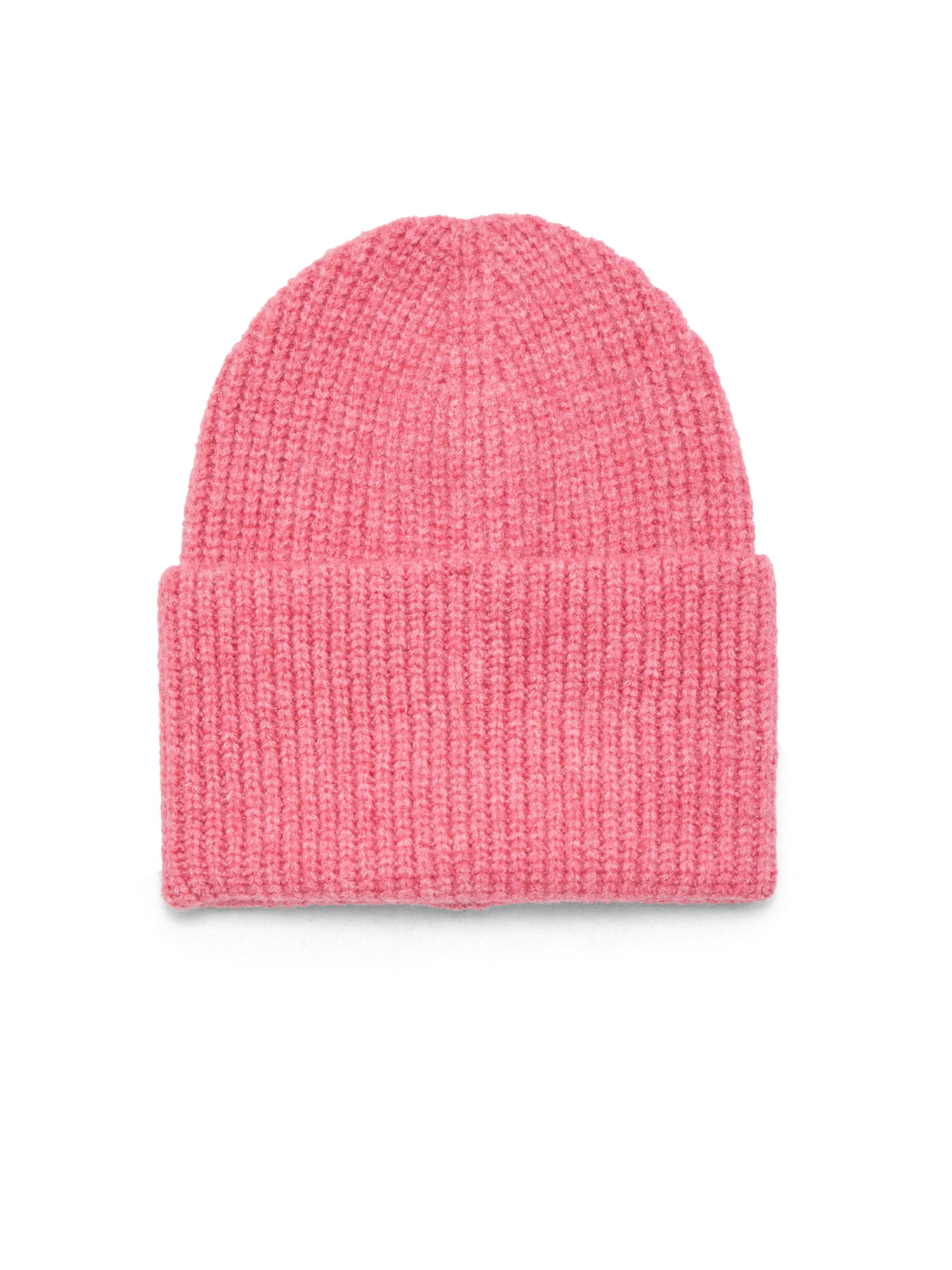Time and Tru Women's Wide Cuff Beanie Hat, One Size, Pink