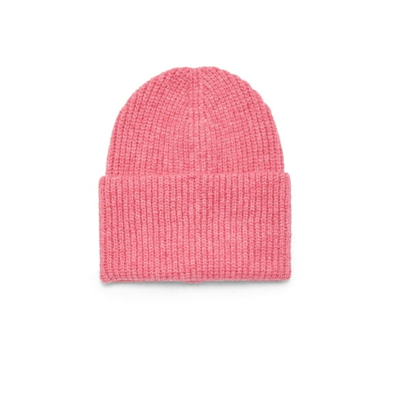 Time and Tru Women's Wide Cuff Beanie Hat, One Size, Pink