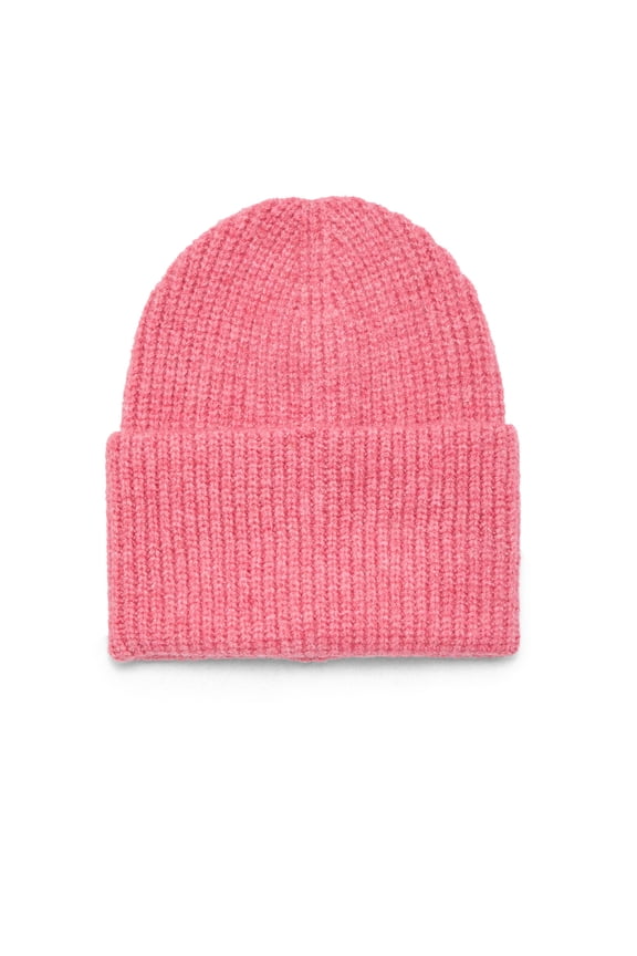 Women's Wide Cuff Beanie Hat, One Size, Pink
