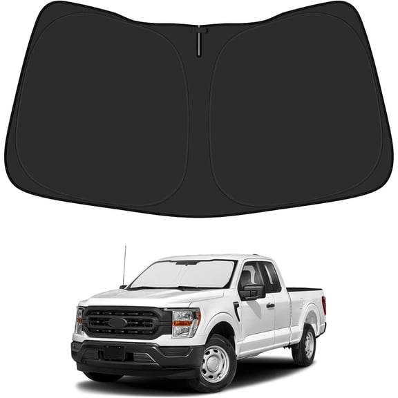 TT - Car Windshield Sun Shade for Ford F150 2015-2025 2026 Accessories Foldable Sunshade PET Reflective Material Blocks UV Rays Front Visor