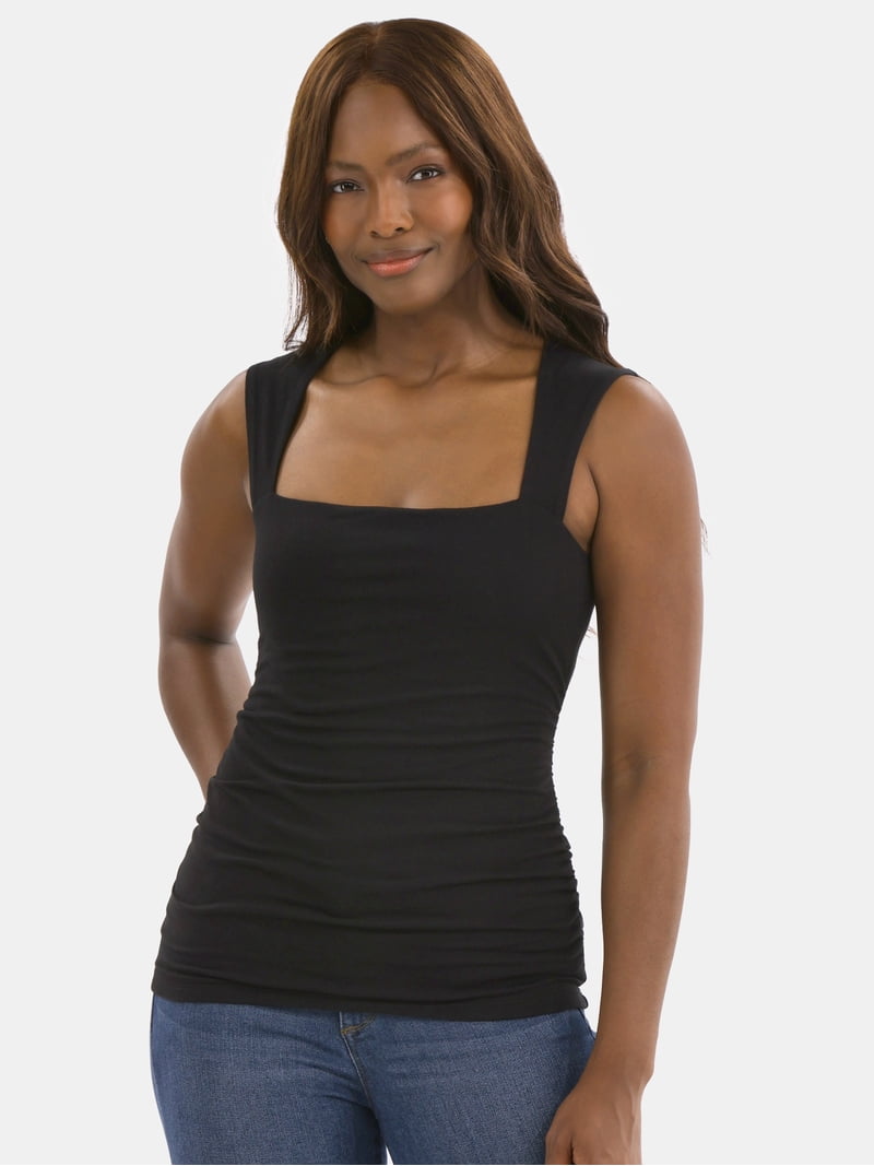 Time and Tru Date Night Top, Size XS-XXXL, Square Neck, Sleeveless