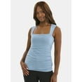 thumbnail image 1 of Time and Tru Ruched Square Neck Top, Sizes XS-3XL, 1 of 5