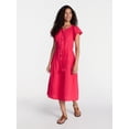 thumbnail image 1 of Time and Tru Women's and Women's Plus Double Cloth Midi Dress, Sizes XS-4X, 1 of 5