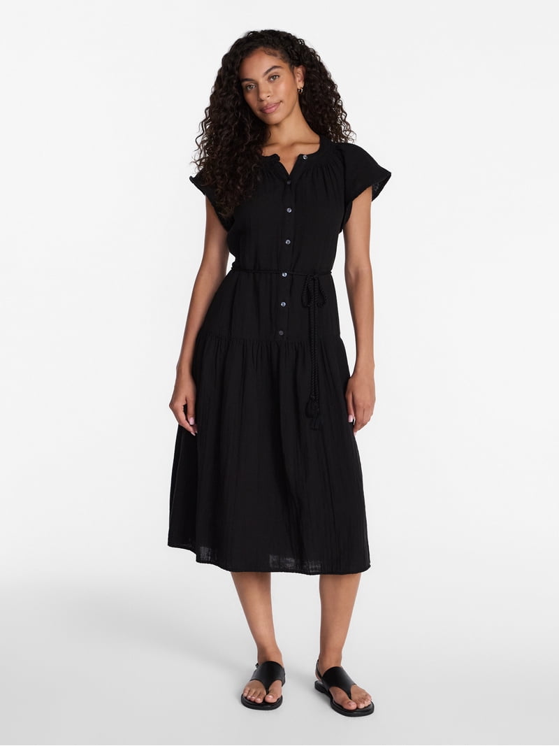 midi dress fast shipping Black Studded Midi Dress
