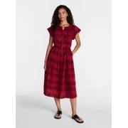 Women's and Women's Plus Double Cloth Midi Dress, Sizes XS-4X