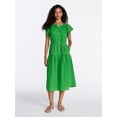 thumbnail image 1 of Time and Tru Women's and Women's Plus Double Cloth Midi Dress, Sizes XS-4X, 1 of 5