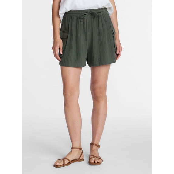 Time and Tru Women's Double Cloth Cargo Shorts, Sizes XS-XXXL