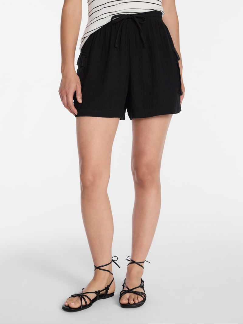 Time and Tru Women's Double Cloth Cargo Shorts, Sizes XS-XXXL