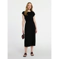 thumbnail image 1 of Time and Tru Women’s Cotton Knit Midi Dress with Dolman Sleeves, Sizes XS-XXXL, 1 of 5