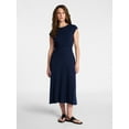 thumbnail image 1 of Time and Tru Women’s Cotton Knit Midi Dress with Dolman Sleeves, Sizes XS-XXXL, 1 of 5
