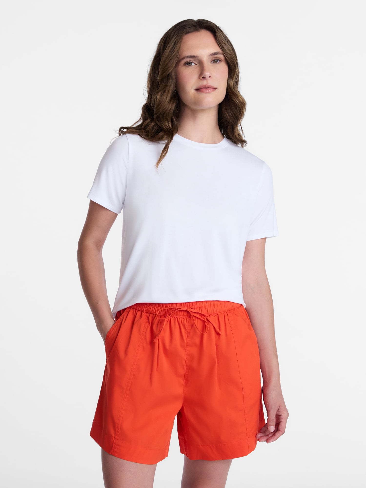 Time and Tru Women's Draped Boxy Tee with Short Sleeves, Sizes XS-XXXL