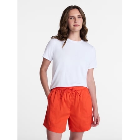 Time and Tru Women's Draped Boxy Tee with Short Sleeves, Sizes XS-XXXL