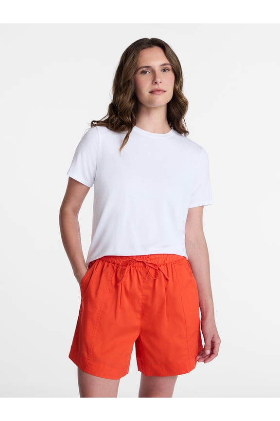 Women's Draped Boxy Tee with Short Sleeves, Sizes XS-XXXL