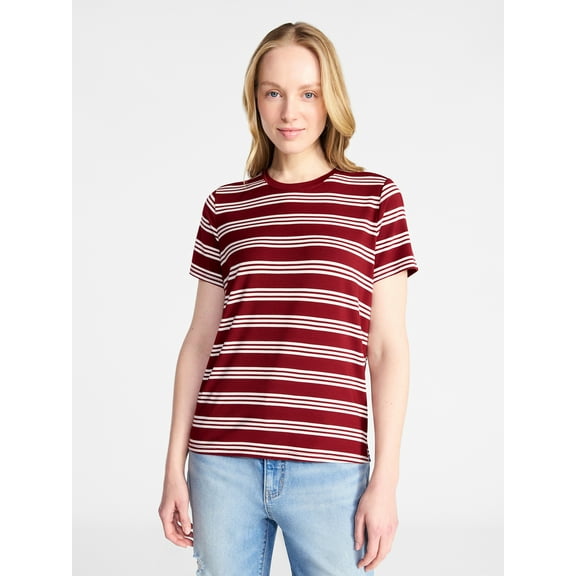 Time and Tru Women's Boxy Tee with Short Sleeves, Sizes XS-XXXL