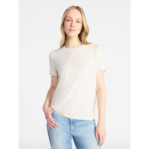 Time and Tru Women's Boxy Tee with Short Sleeves, Sizes XS-XXXL