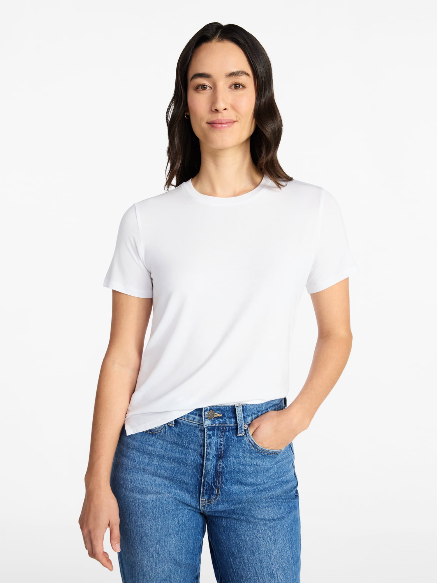 Time and Tru Women's Boxy Tee with Short Sleeves, Sizes XS-XXXL