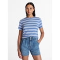 thumbnail image 1 of Time and Tru Women's Draped Boxy Tee with Short Sleeves, Sizes XS-XXXL, 1 of 6