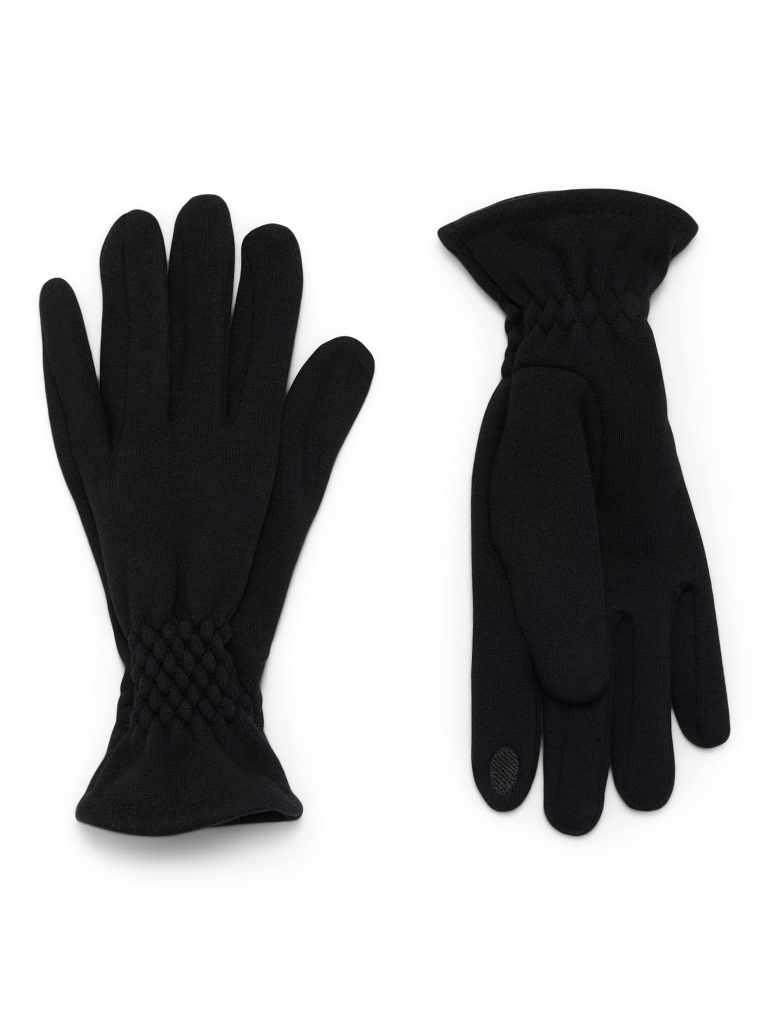 Time and Tru Women's Quilted Cuffs Knit Gloves, Black Soot, One Size