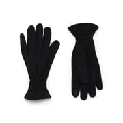 Women's Quilted Cuffs Knit Gloves, Black Soot, One Size