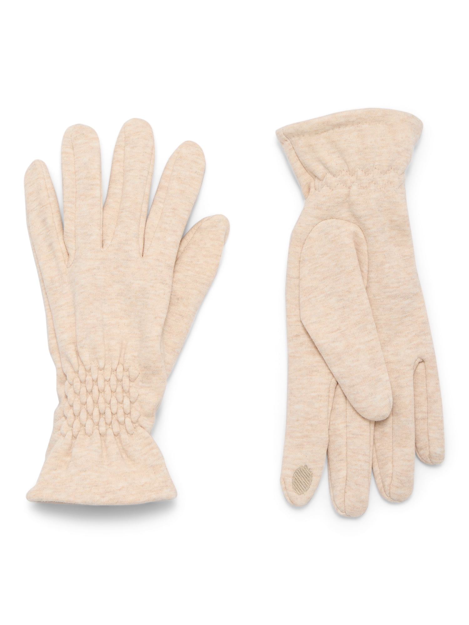 Time and Tru Women's Quilted Cuffs Knit Gloves, Oatmeal Heather, One Size