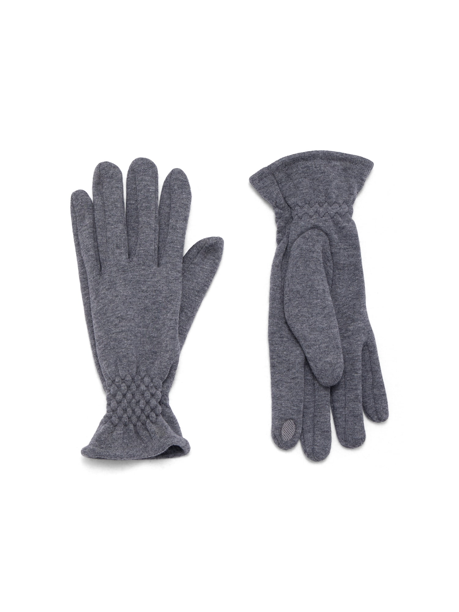 Time and Tru Women's Quilted Cuffs Knit Gloves, Medium Heather Grey, One Size