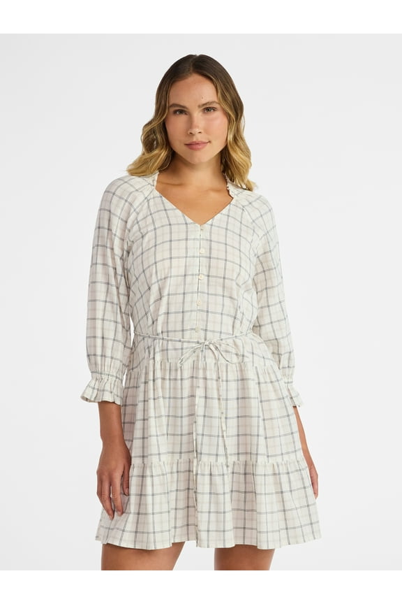 Women's Ruffle Neck Tiered Mini Dress, Sizes XS – XXXL