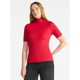 thumbnail image 1 of Time and Tru Women's Rib Turtleneck Top with Short Sleeves, Sizes XS-XXXL, 1 of 5
